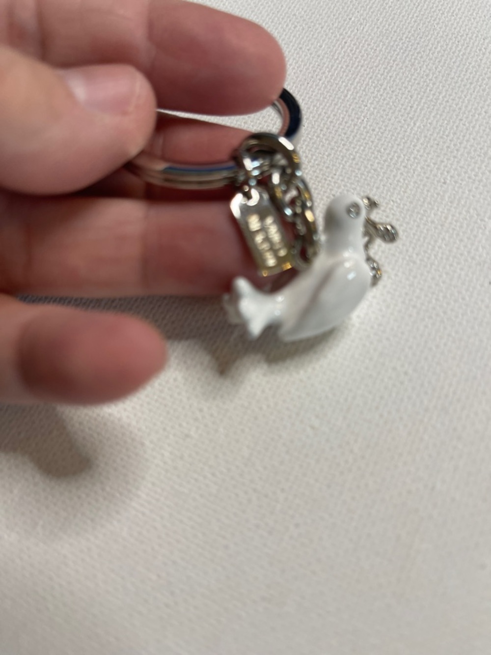 NWOT Coach White Enamel Dove Keychain w/ Silver Hardware & White Ball Point Pen - Picture 4 of 7
